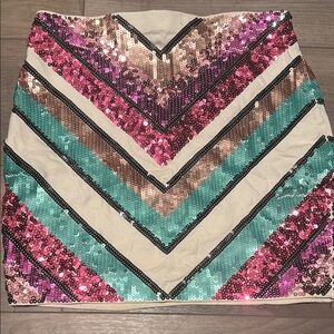 Express White Cream Sequin Pencil Mini Skirt Cocktail